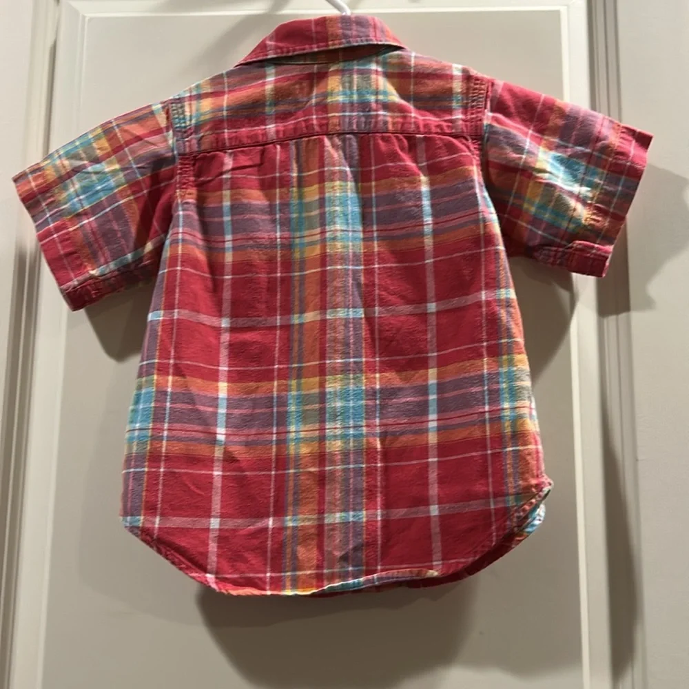 Polo by Ralph Lauren 100%cotton pastel plaid short sleeve button shirt size 2/2T